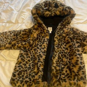 Leopard coat with bunny ears